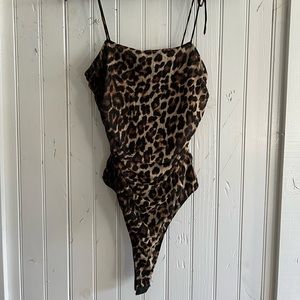 Lightweight cheetah print one piece with adjustable straps